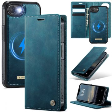 CaseMe iPhone 16E 2-in-1 Magnetic Wallet Case – Wireless Charging & RFID Blocking Blue