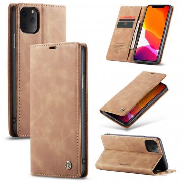 CaseMe iPhone 11 Pro Max Wallet Kickstand Magnetic Flip Case Brown
