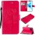 iPhone 12 Pro Embossed Tree Cat Butterfly Wallet Stand Case Rose