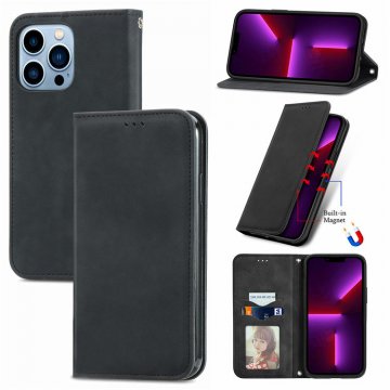 Wallet Stand Magnetic Flip Leather Case Black For iPhone