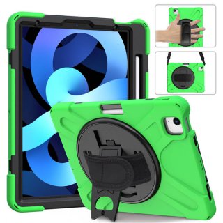 iPad Air 4 10.9 inch 2020 Heavy Duty Rugged Kickstand Hand Strap and Shoulder Strap Case Green