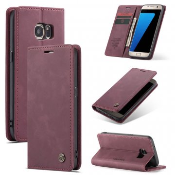 CaseMe Samsung Galaxy S7 Wallet Stand Magnetic Flip Case Red