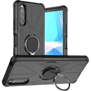 Sony Xperia 10 III Hybrid Rugged Ring Kickstand Case Black