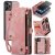 CaseMe iPhone 13 Pro Max Zipper Wallet Case with Wrist Strap Pink