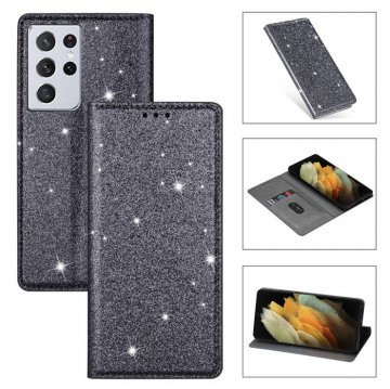 Samsung Galaxy S21/S21 Plus/S21 Ultra Wallet Glitter Leather Case Gray