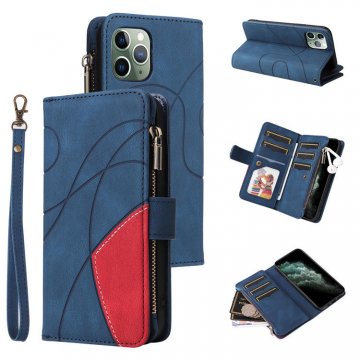 iPhone 11 Pro Zipper Wallet Magnetic Stand Case Blue