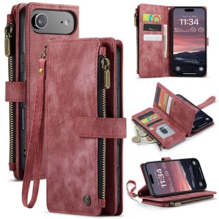 CaseMe iPhone Air Wallet Kickstand Case with Wrist Strap Red
