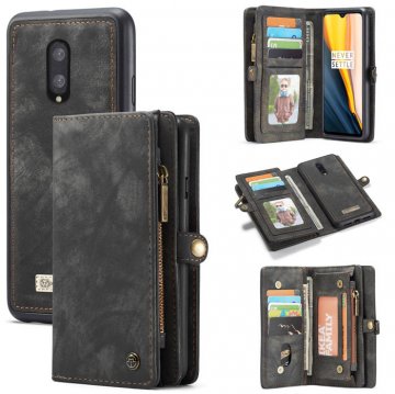 CaseMe OnePlus 7 Wallet Magnetic Detachable 2 in 1 Case Black