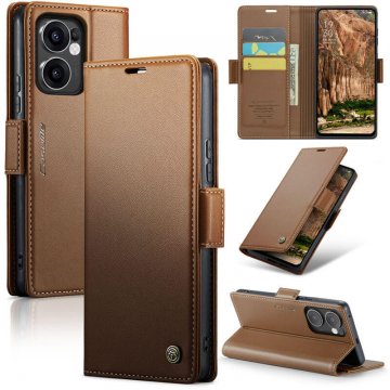 CaseMe OPPO Reno13 F 4G/5G Wallet RFID Blocking Magnetic Buckle Case Brown