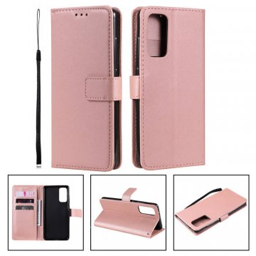 Samsung Galaxy S20 FE Wallet Kickstand Magnetic PU Leather Case Rose Gold