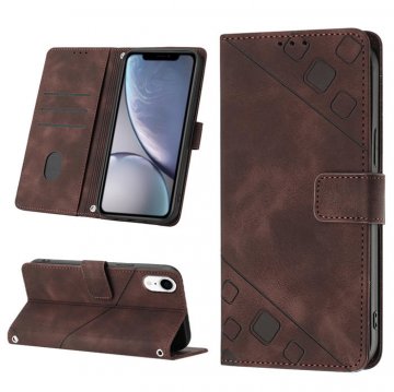 Skin-friendly iPhone XR Wallet Stand Case with Wrist Strap Coffee