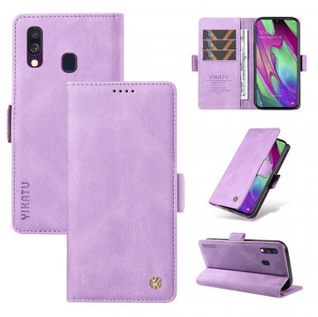 YIKATU Samsung Galaxy A40 Skin-touch Wallet Kickstand Case Purple