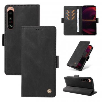 YIKATU Sony Xperia 5 III Skin-touch Wallet Kickstand Case Black