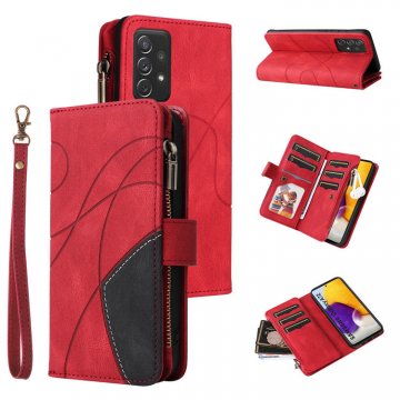 Samsung Galaxy A72 Zipper Wallet Magnetic Stand Case Red