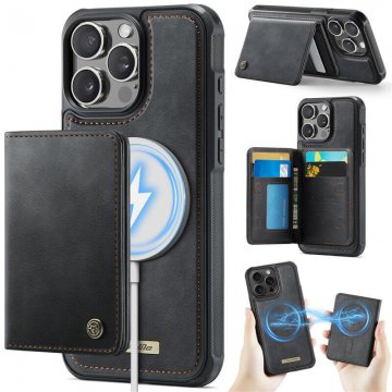 CaseMe iPhone 13 Pro Max 2-in-1 Detachable Magnetic Wallet Case with RFID Blocking, Card Holder & MagSafe Compatible - Black
