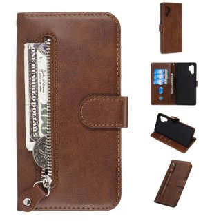 Samsung Galaxy Note 10 Plus Wallet Magnetic Kickstand Case Brown