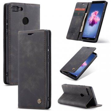 CaseMe Huawei P Smart Wallet Kickstand Magnetic Flip Case Black