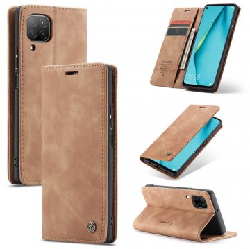 CaseMe Huawei P40 Lite Wallet Stand Magnetic Flip Case Brown