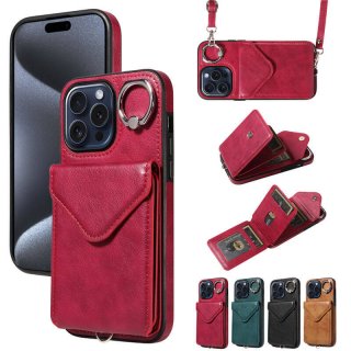 Card Holder Kickstand Crossbody Phone Case Red