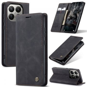 CaseMe Xiaomi 15T Wallet Magnetic Suede Leather Case Black