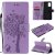 OnePlus 8T Embossed Tree Cat Butterfly Wallet Stand Case Lavender