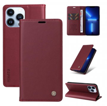 YIKATU iPhone 13 Pro Max Wallet Kickstand Magnetic Case Red