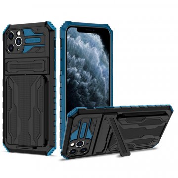 iPhone 11 Pro Max Card Slot Kickstand Shockproof Case Blue