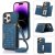 Bling Crossbody Bag Wallet iPhone 14 Pro Max Case with Lanyard Strap Blue