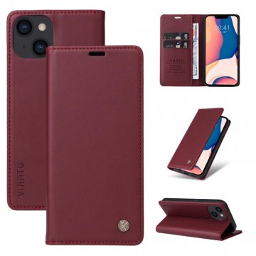 YIKATU iPhone 13 Wallet Kickstand Magnetic Case Red