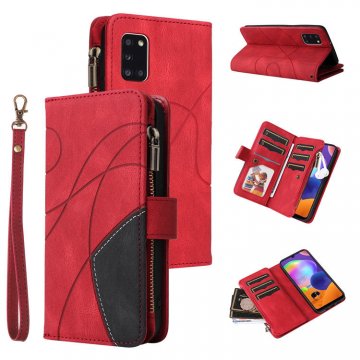 Samsung Galaxy A31 Zipper Wallet Magnetic Stand Case Red