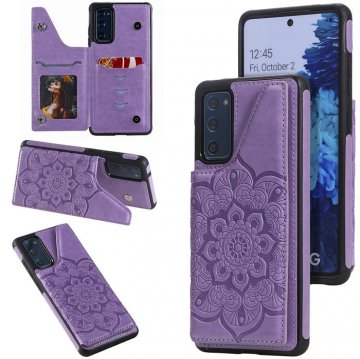 Samsung Galaxy S20 FE Embossed Wallet Magnetic Stand Case Purple