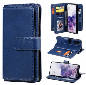 Samsung Galaxy S20 Multi-function 10 Card Slots Wallet Case Dark Blue