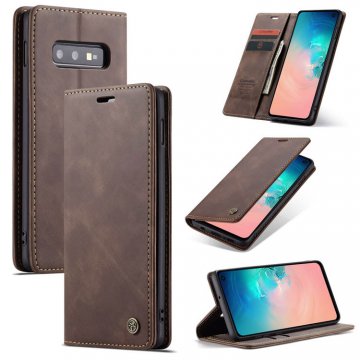 CaseMe Samsung Galaxy S10e Wallet Magnetic Flip Case Coffee