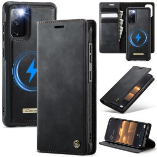CaseMe Samsung Galaxy S20 FE 2-in-1 Magnetic Wallet Case – Wireless Charging & RFID Blocking Black
