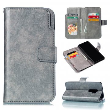 Samsung Galaxy S9 Plus Wallet Stand Leather Case Gray