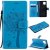 Samsung Galaxy A42 5G Embossed Tree Cat Butterfly Wallet Stand Case Blue