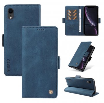 YIKATU iPhone XR Skin-touch Wallet Kickstand Case Blue