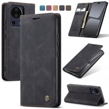 CaseMe Xiaomi 13 Lite Wallet Retro Suede Leather Case Black