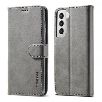 LC.IMEEKE Samsung Galaxy S21 Wallet Stand PU Leather Case Gray
