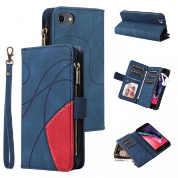iPhone 7/8/SE2 2020/SE3 2022 Zipper Wallet Magnetic Stand Case Blue