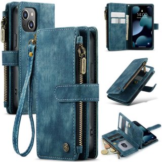 CaseMe iPhone 13 Mini Wallet Kickstand Retro Leather Case Blue