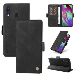 YIKATU Samsung Galaxy A40 Skin-touch Wallet Kickstand Case Black