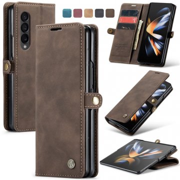 CaseMe Samsung Galaxy Z Fold4 Wallet Kickstand Magnetic Case Coffee
