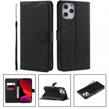 iPhone 12 Pro Max Wallet Kickstand Magnetic PU Leather Case Black
