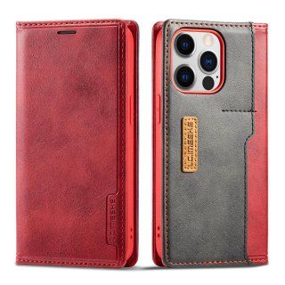 LC.IMEEKE iPhone 13 Pro Max Magnetic Stand Case With Card Slots Red