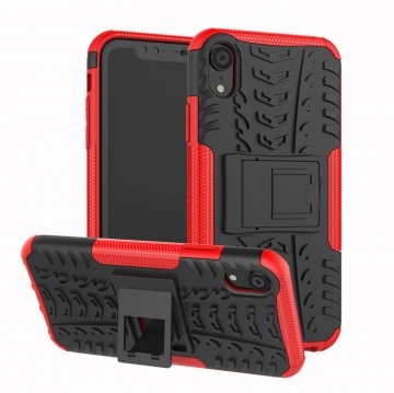 Hybrid Rugged iPhone XR Kickstand Shockproof Case Red