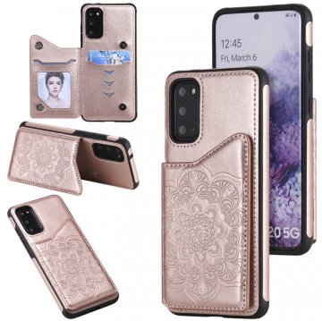 Samsung Galaxy S20 Embossed Wallet Magnetic Stand Case Rose Gold
