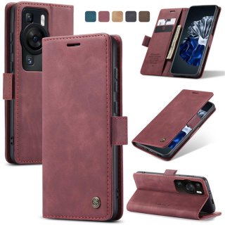 CaseMe Huawei P60 Wallet Kickstand Magnetic Flip Case Red