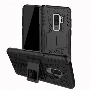 Samsung Galaxy S9 Plus Hybrid Rugged PC + TPU Kickstand Case Black