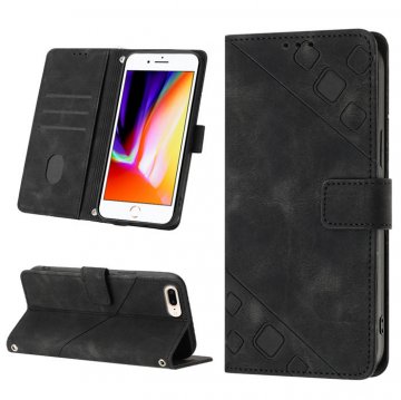 Skin-friendly iPhone 8 Plus/7 Plus Wallet Stand Case with Wrist Strap Black